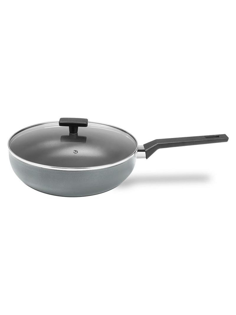 Panela wok brinox preserve antiaderente mineral resist 3,55l 28cm tampa de vidro cinza