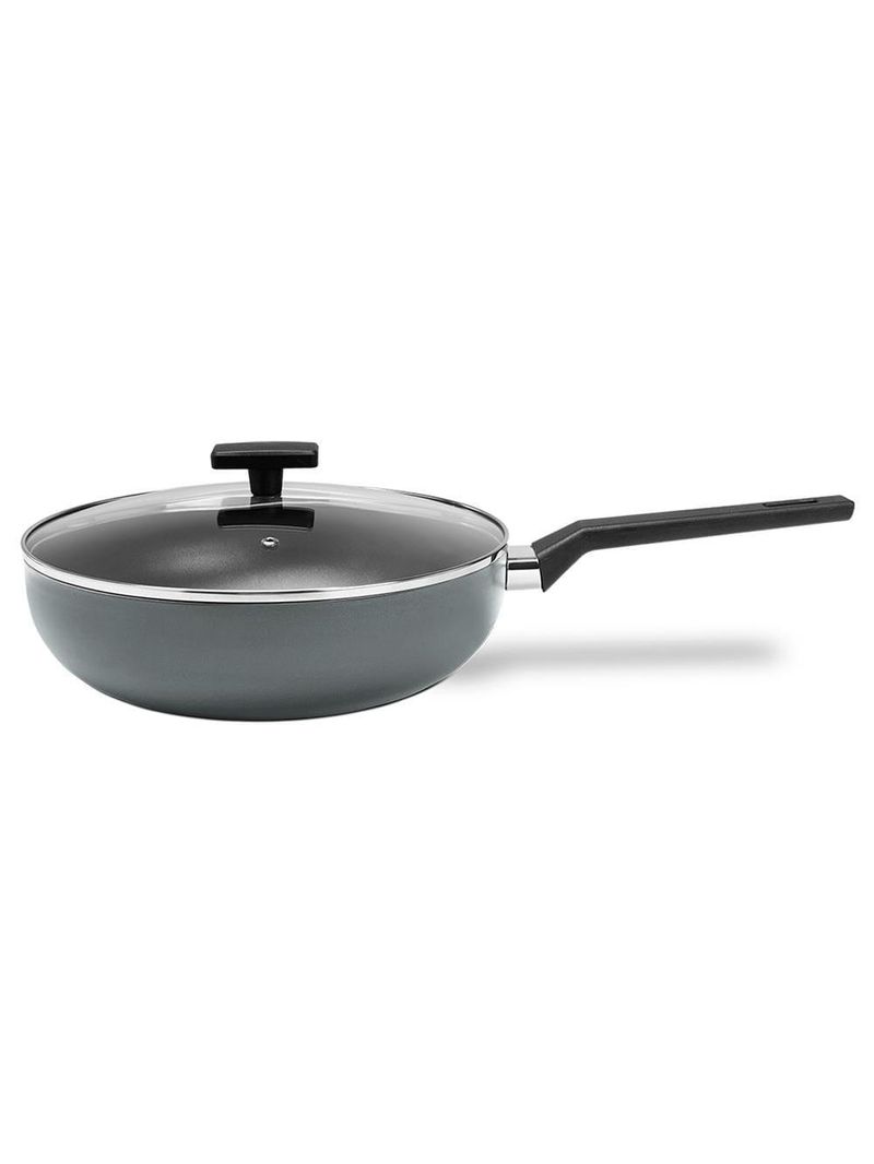 Panela wok brinox preserve antiaderente mineral resist 3,55l 28cm tampa de vidro cinza
