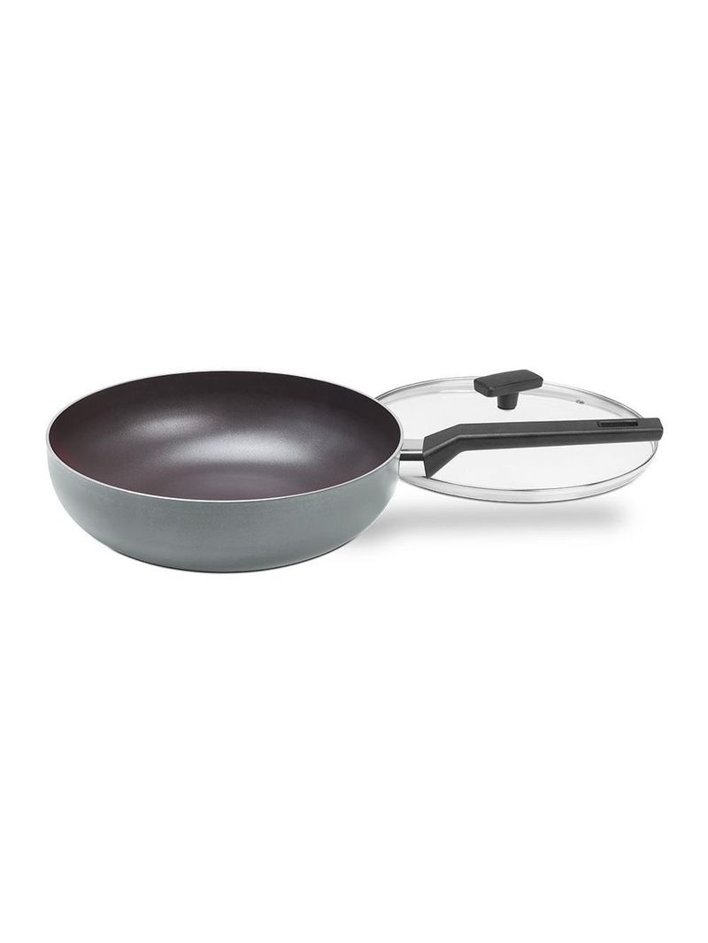 Panela wok brinox preserve antiaderente mineral resist 3,55l 28cm tampa de vidro cinza