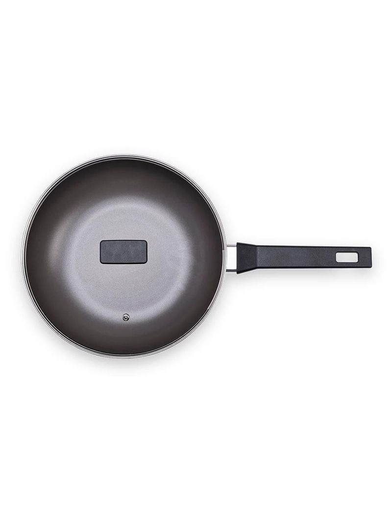Panela wok brinox preserve antiaderente mineral resist 3,55l 28cm tampa de vidro cinza