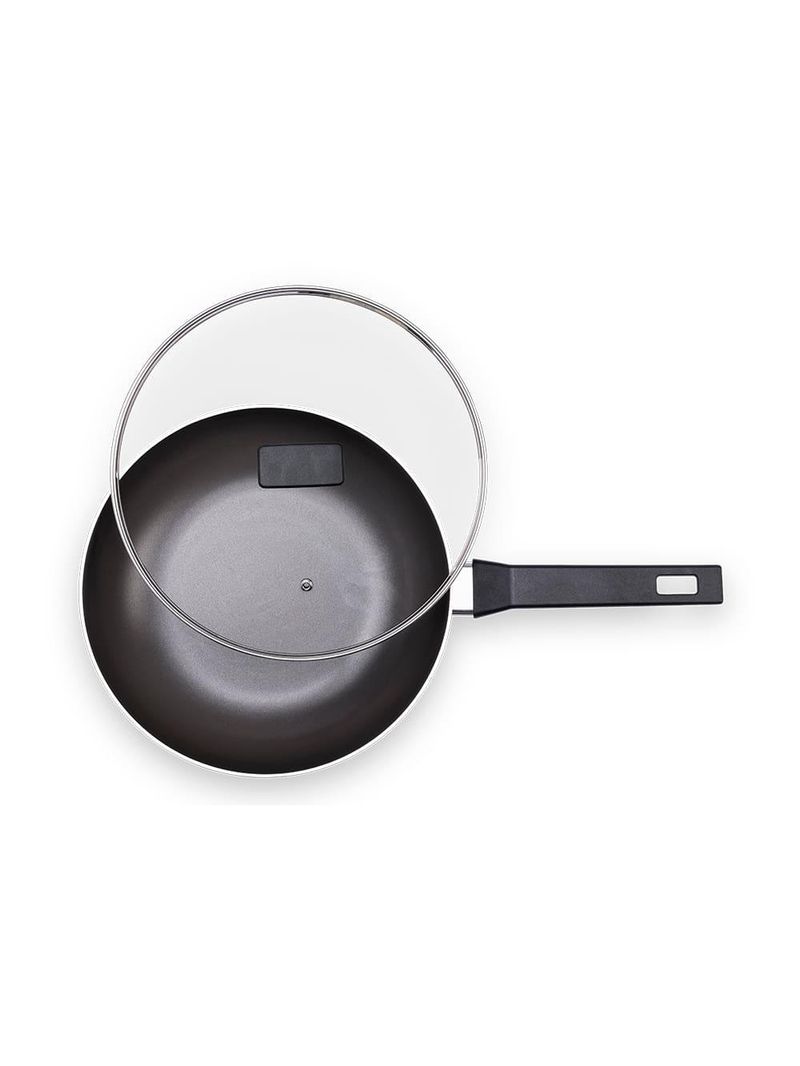 Panela wok brinox preserve antiaderente mineral resist 3,55l 28cm tampa de vidro cinza