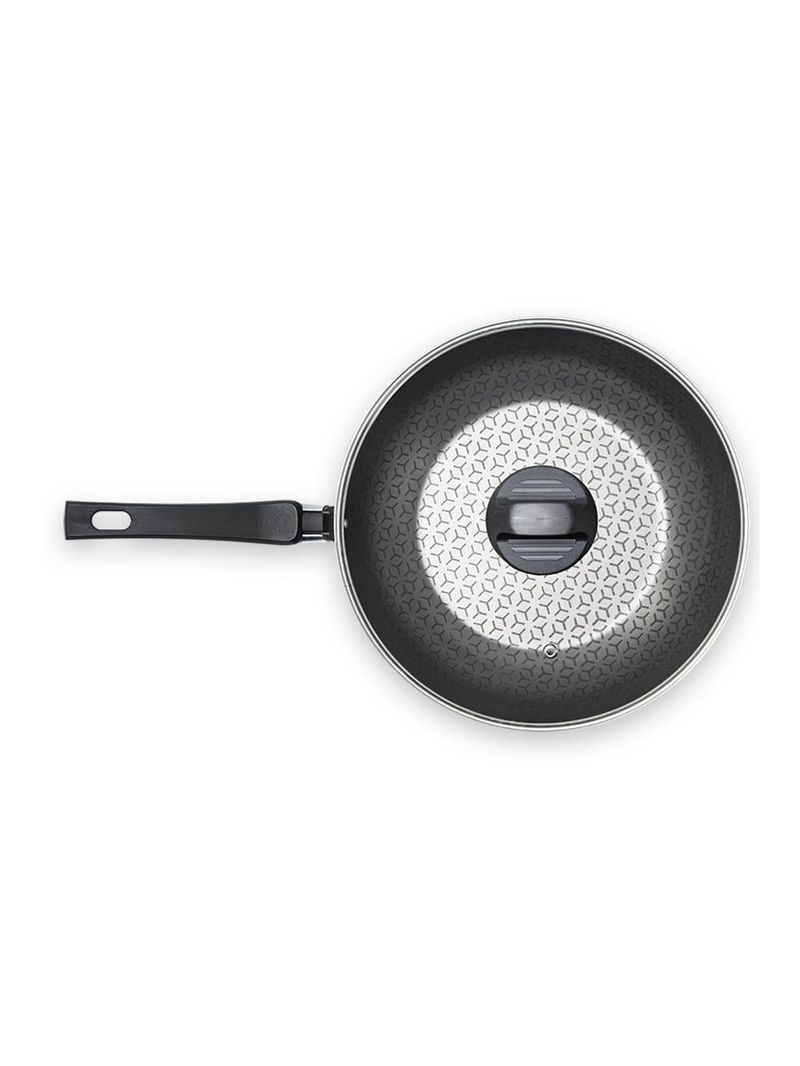 Panela wok brinox anis cabo baquelite antiaderente pro-flon 2,3l 24cm tampa de vidro borgonha