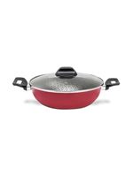 Panela wok brinox anis alças baquelite antiaderente pro-flon 2,3l 24cm tampa de vidro borgonha