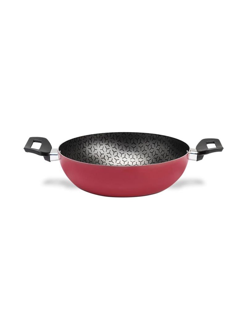 Panela wok brinox anis alças baquelite antiaderente pro-flon 2,3l 24cm tampa de vidro borgonha