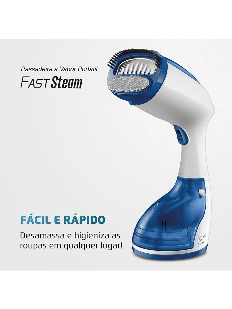 Passadeira a vapor mondial fast steam vp-09 - branco/azul