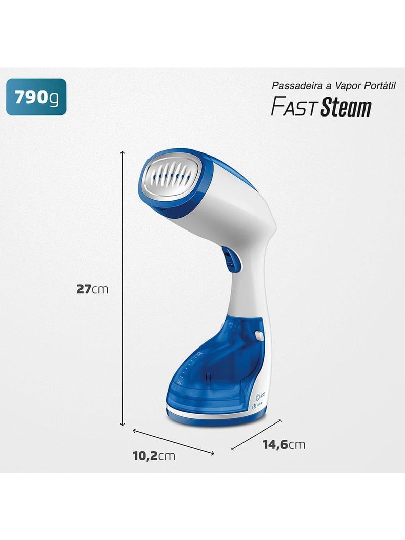 Passadeira a vapor mondial fast steam vp-09 - branco/azul