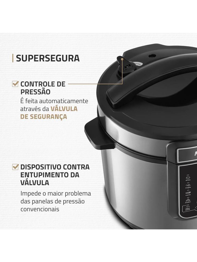 Panela elétrica de pressão mondial digital master cooker pe-40 3l - preta/inox