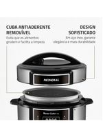 Panela elétrica de pressão mondial digital master cooker pe-40 3l - preta/inox