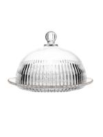 Queijeira com tampa wolff império 20x20x13,5cm cristal fio de ouro com tampa alta
