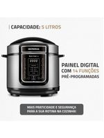 Panela de pressão elétrica mondial 5l digital master cooker pe-38 5l preta