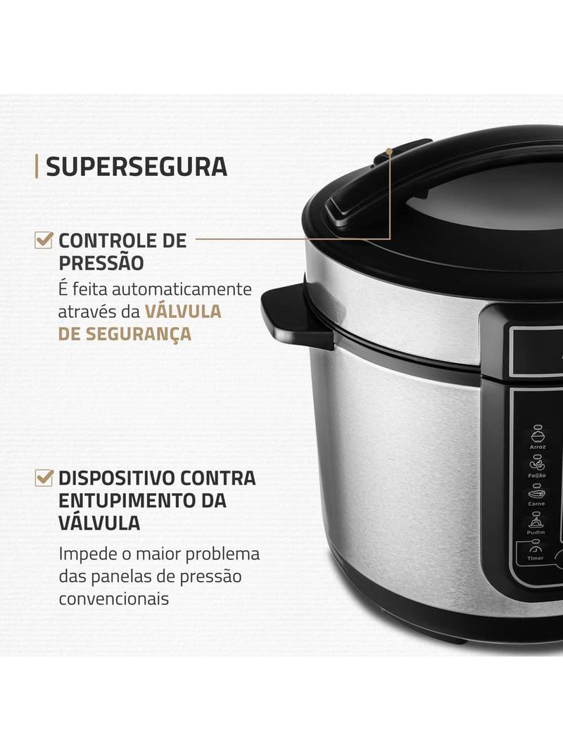 Panela de pressão elétrica mondial 5l digital master cooker pe-38 5l preta