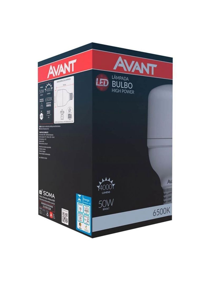Kit 8 Lâmpadas Led Bulbo Avant Branco 50w Bivolt Base E27 6500k Mk4000g - Cód 289301373