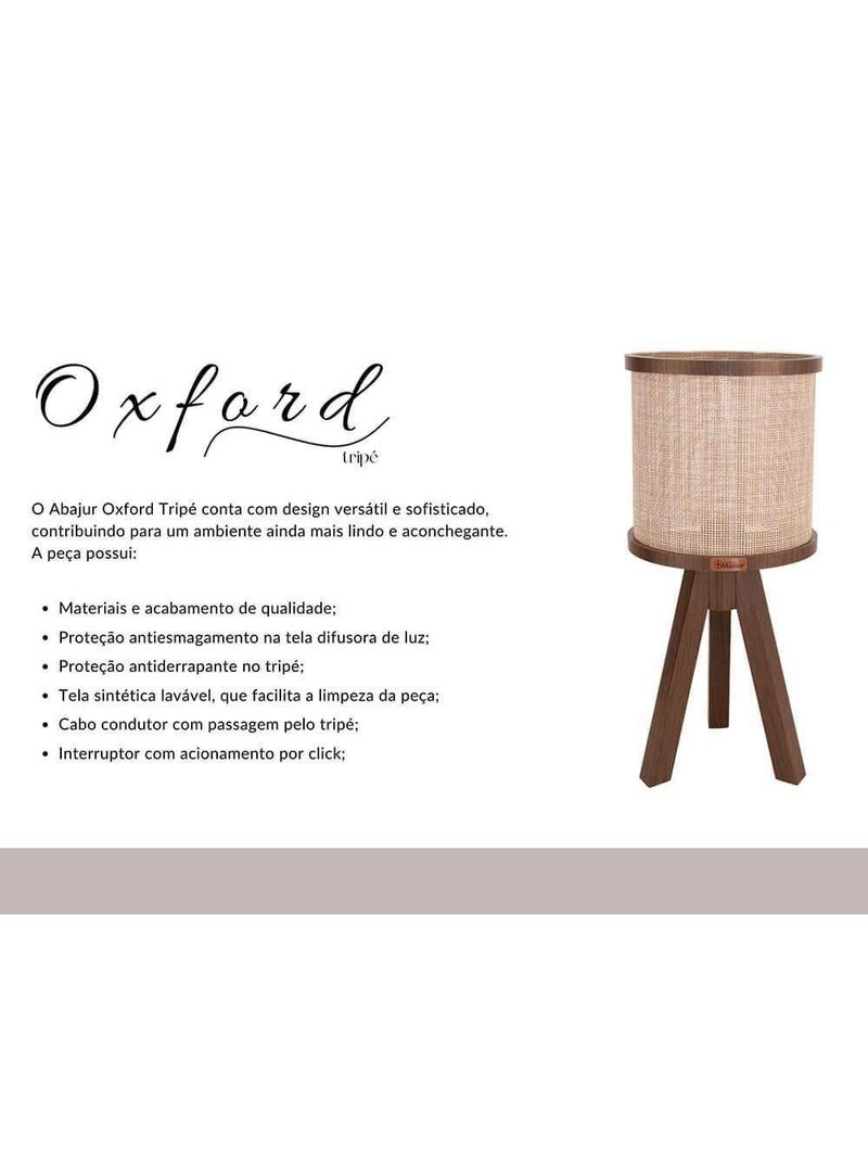 Abajur Muller Oxford Tripé Preto 1 Lâmpada 130pt