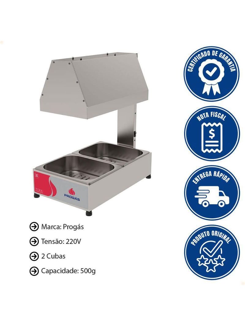 Conservador De Frituras E Alimentos Progás Prcf-20 2 Cubas 220V P44907
