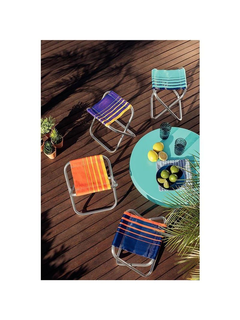 Banqueta De Praia Tramontina Fiji Em Alumínio Com Assento Laranja E Amarelo 92900301