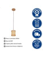 Pendente Muller Straw Mini Natural G9 Led 1 Lâmpada 2501na