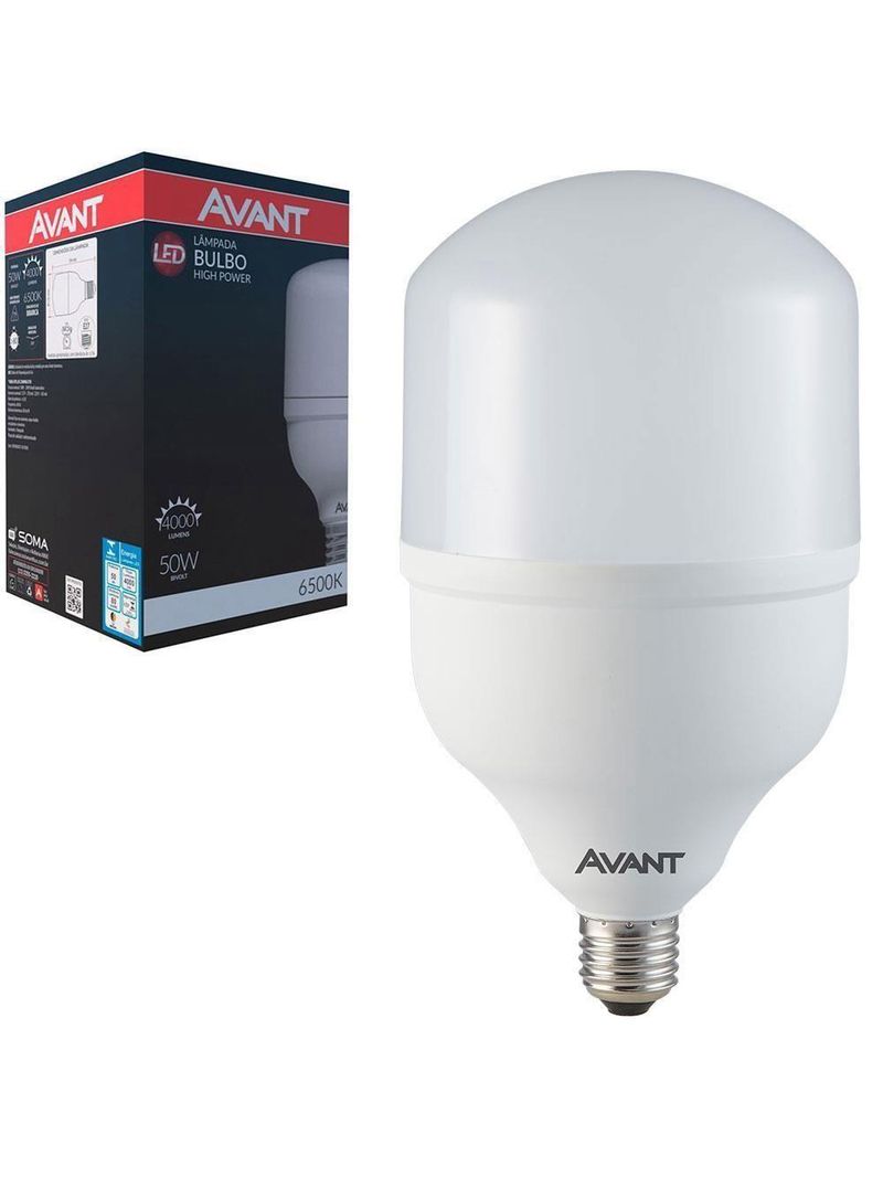 Kit 2 Lâmpadas Led Bulbo Avant Branco 50w Bivolt Base E27 6500k Mk4000g - Cód 289301373