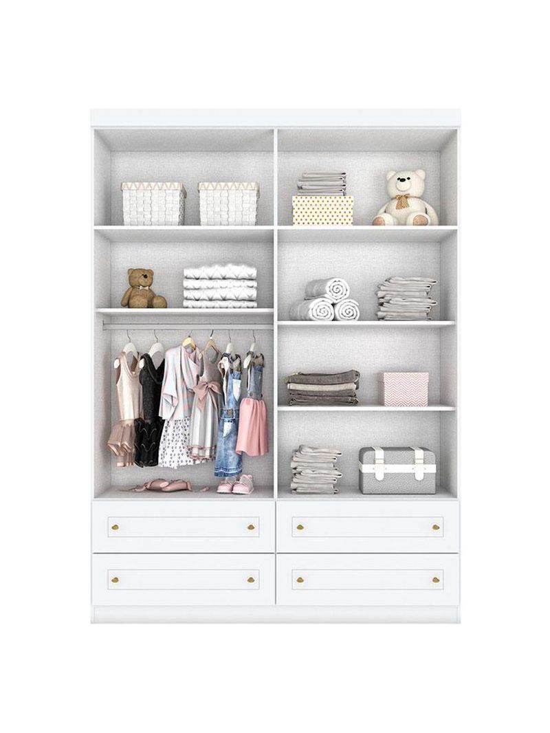 Quarto Bebê Americano 4 Portas Berço Americano Mini Cama Q Encanto Slim Branco Acetinado Qmovi  Henn