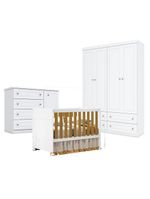 Quarto De Bebê Americano 4 Portas Com Berço Americano Katatau Branco Acetinado Savana Reller Henn