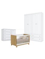 Quarto Bebê Americano 4 Portas Berço Americano Mini Cama Q Encanto Slim Freijó Branco   Qmovi Henn