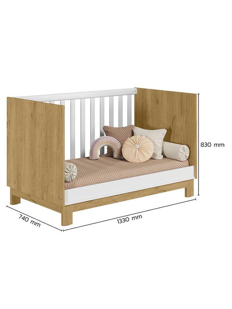 Quarto Bebê Americano 4 Portas Berço Americano Mini Cama Q Encanto Slim Freijó Branco   Qmovi Henn