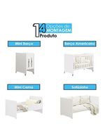 Quarto Bebê Americano 4 Portas Berço Americano Evolution 4 Em 1 Branco   Reller Colchão Ortobom Henn