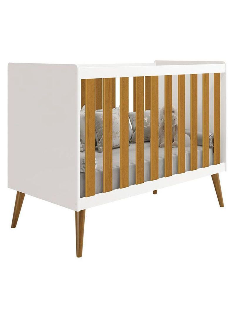 Quarto De Bebê Americano 6 Portas Com Berço Americano Isis Branco Acetinado Savana - Reller - Henn