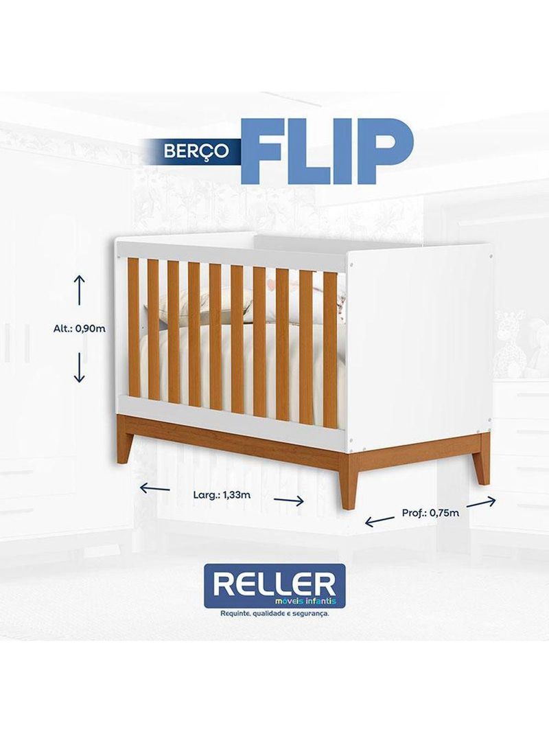 Quarto Bebê Americano 4 Portas Berço Americano Flip Branco   Savana Reller Colchão Ortobom Henn
