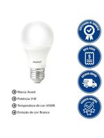 Kit 10 Lâmpadas Pera Led Branco Frio 9w Avant Bivolt Br810-b 6500k Base E27 - Cód 335401378