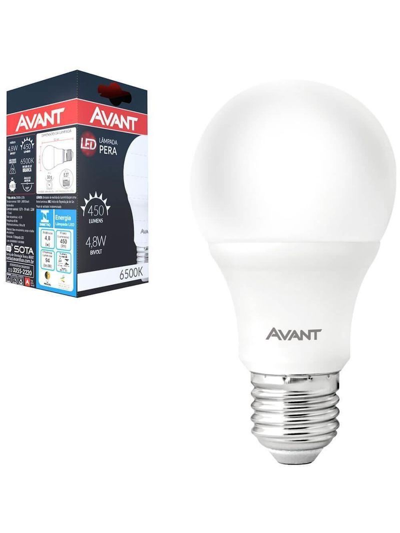Kit 10 Lâmpadas Pera Led Branco Frio 9w Avant Bivolt Br810-b 6500k Base E27 - Cód 335401378