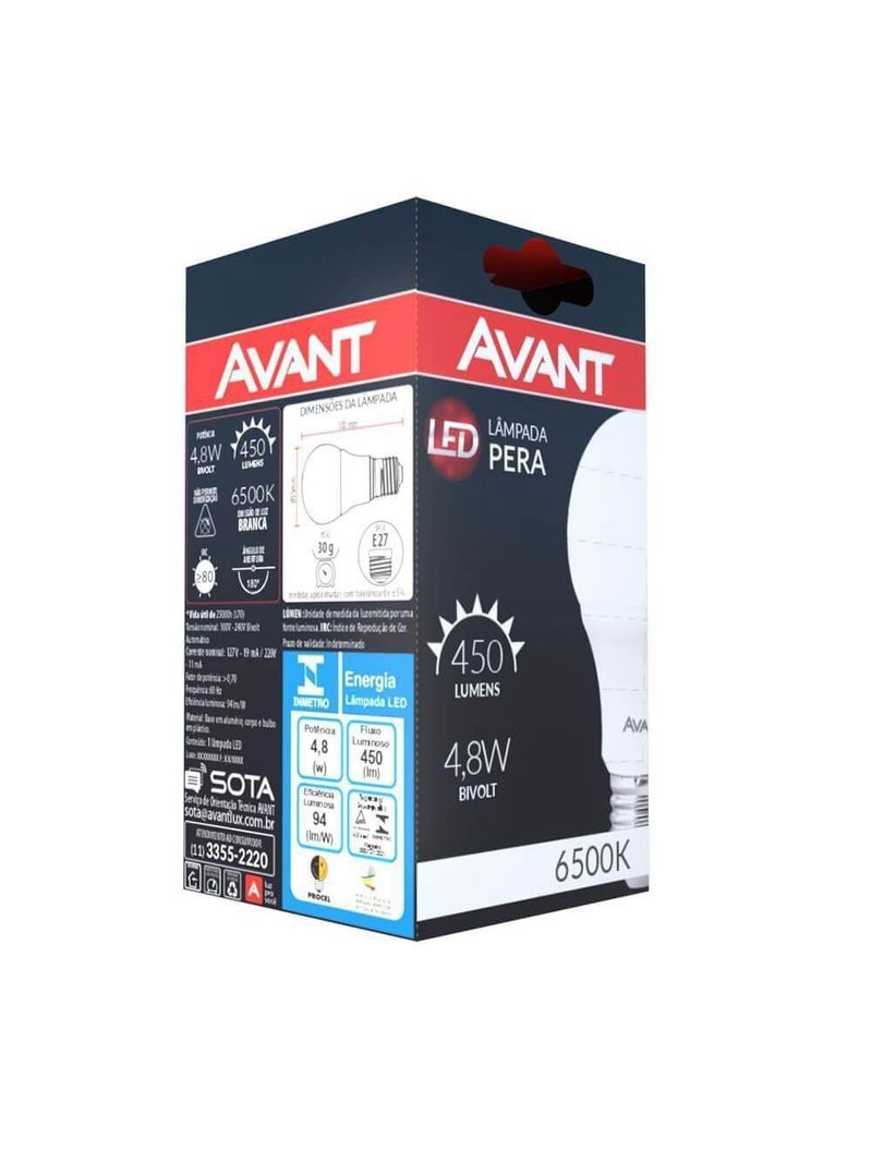 Kit 10 Lâmpadas Pera Led Branco Frio 9w Avant Bivolt Br810-b 6500k Base E27 - Cód 335401378