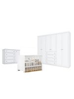 Quarto De Bebê Americano 6 Portas Com Berço Americano Katatau Branco Acetinado - Reller - Henn