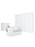 Quarto Bebê Americano 6 Portas Berço Americano Multifuncional Formare Branco Acetinado Matic  Henn