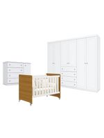Quarto Bebê Americano 6 Portas Berço Americano Evolution 4 Em 1 Branco Acetinado Savana Reller Henn