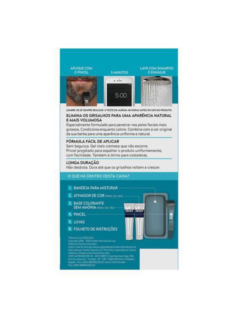 Coloração para barba e bigode grecin 5 - preto