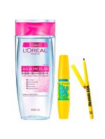 Kit agua micelar l'oréal paris 5 em 1 + volumexpress colossal glam wp + lapis colossal kajal