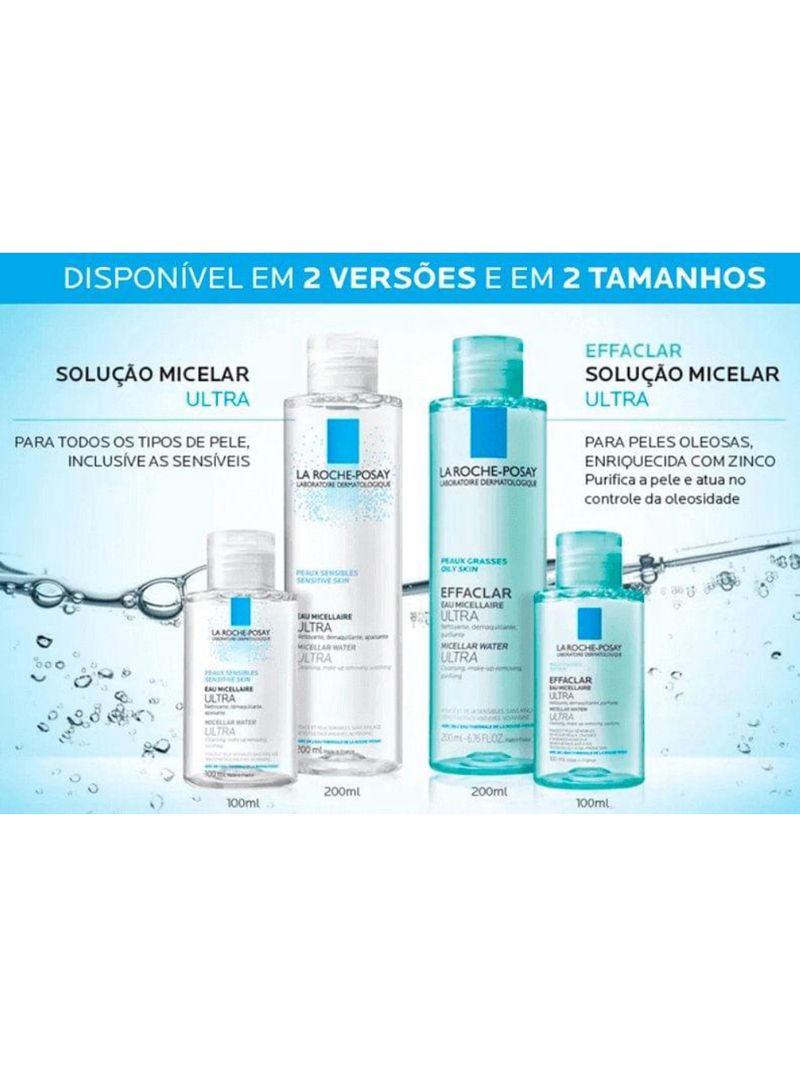 Solução micelar pele oleosa la roche-posay - effaclar eau micellaire ultra