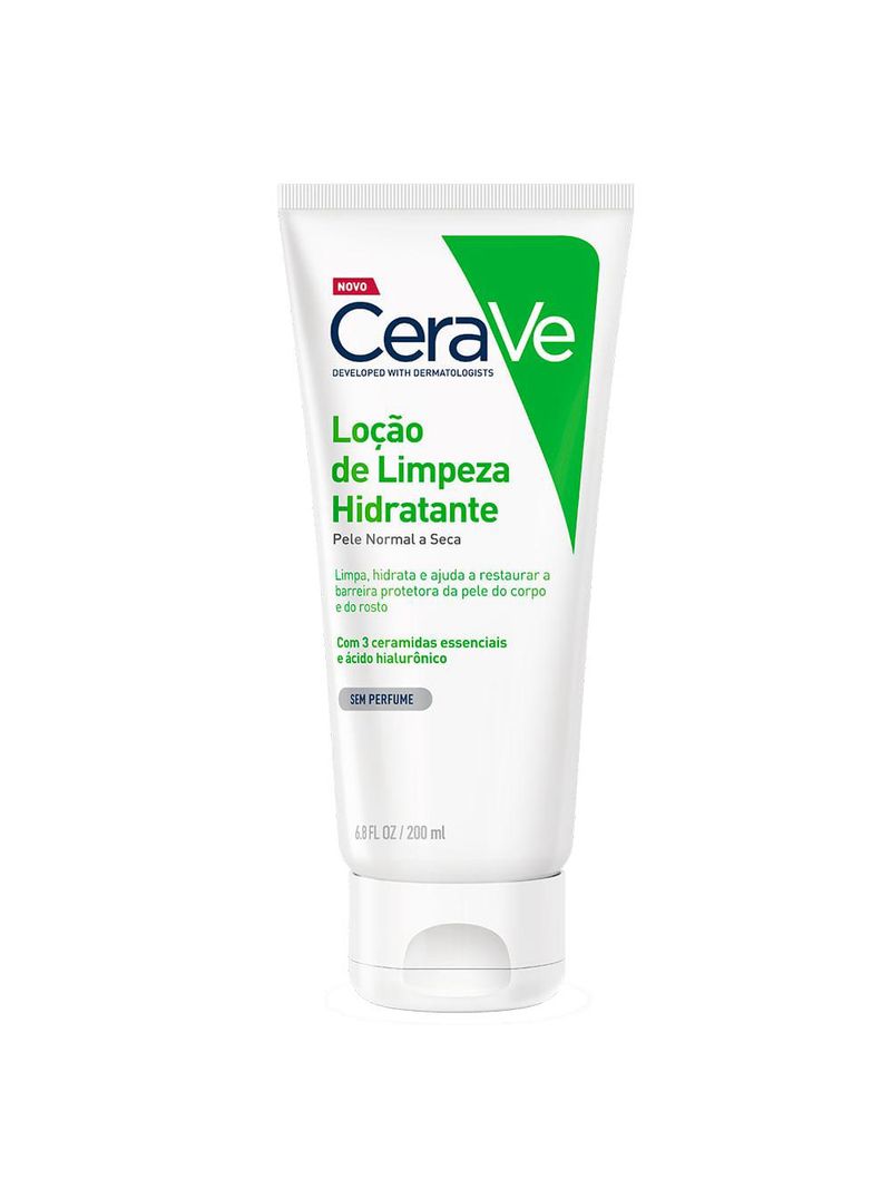 Loção de limpeza hidratante cerave pele normal a seca com Ácido hialurônico
