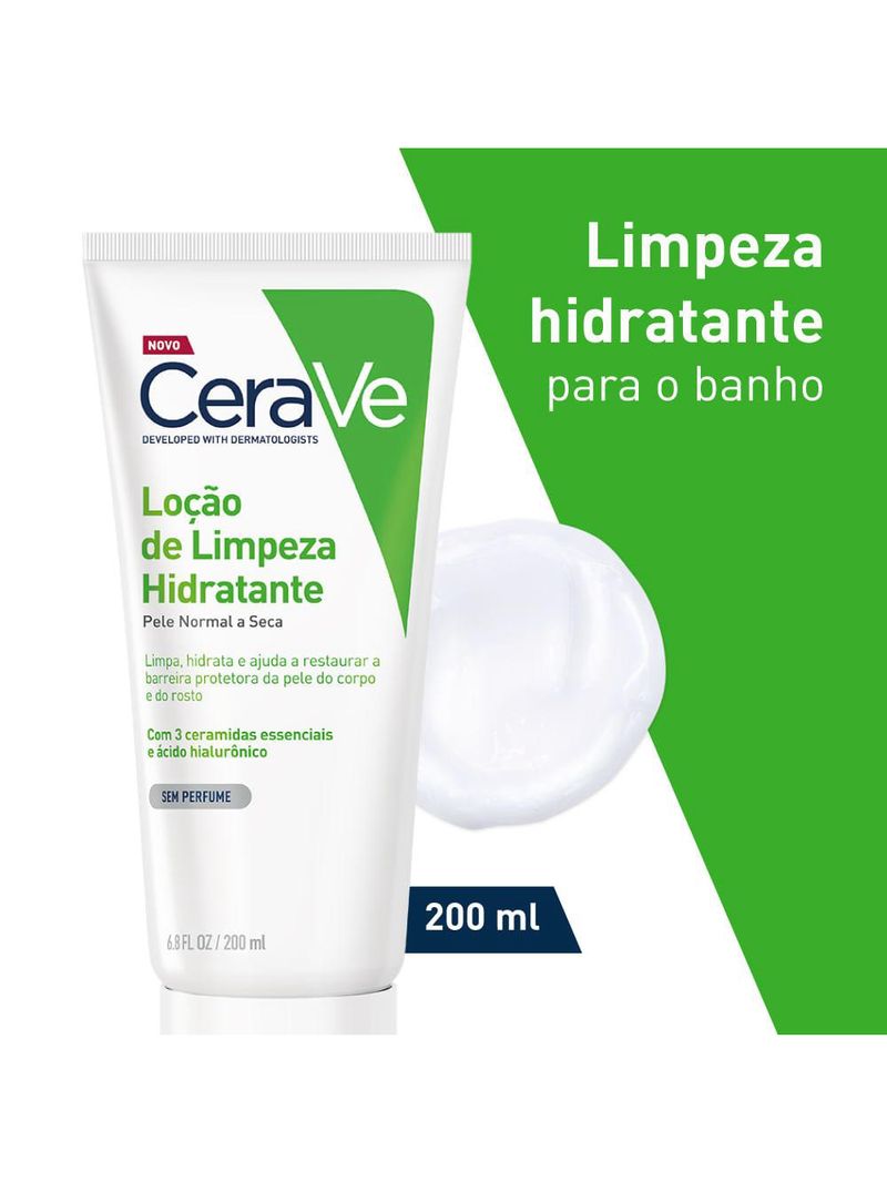 Loção de limpeza hidratante cerave pele normal a seca com Ácido hialurônico