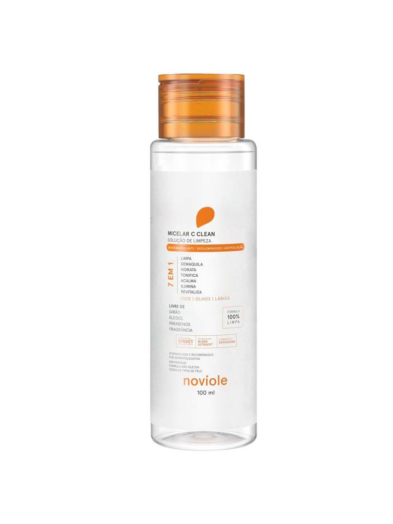 Solução de limpeza facial noviole micelar c clean