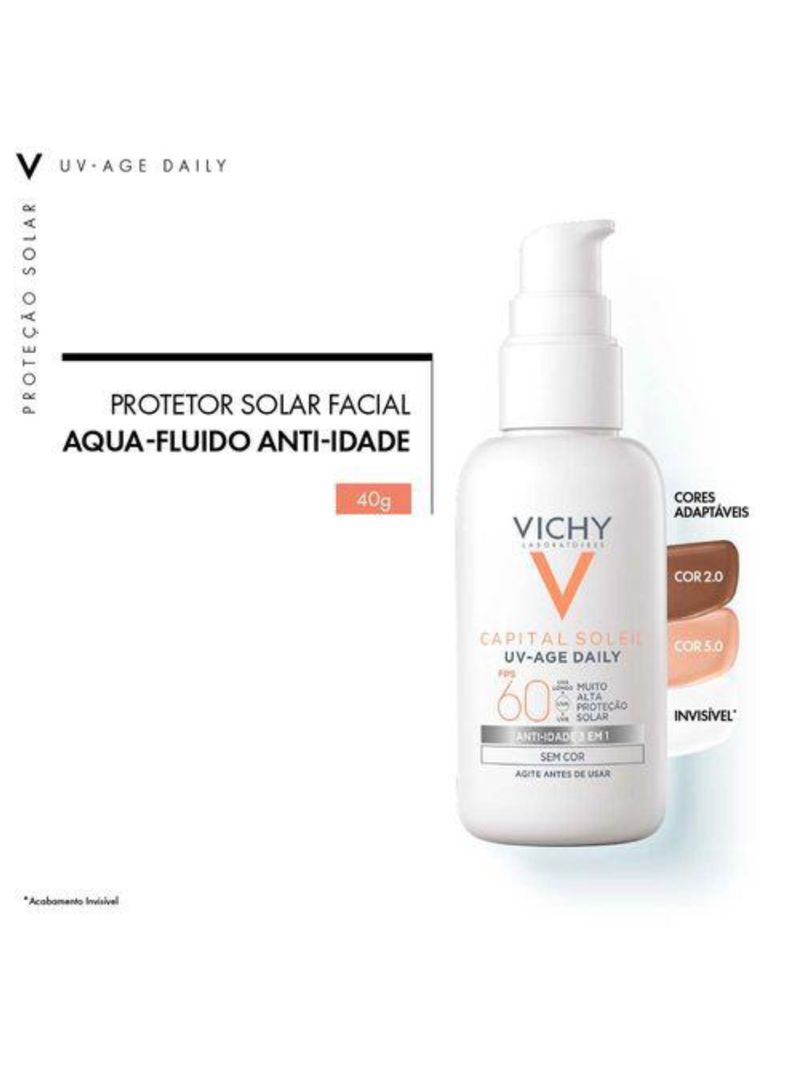 Protetor solar facial com cor vichy – uv-age daily fps60