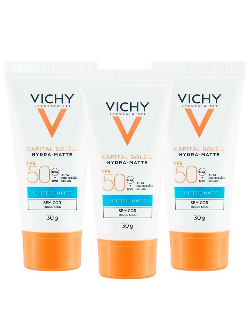 Vichy hydra matte kit com 3 unidades – protetor solar facial fps50