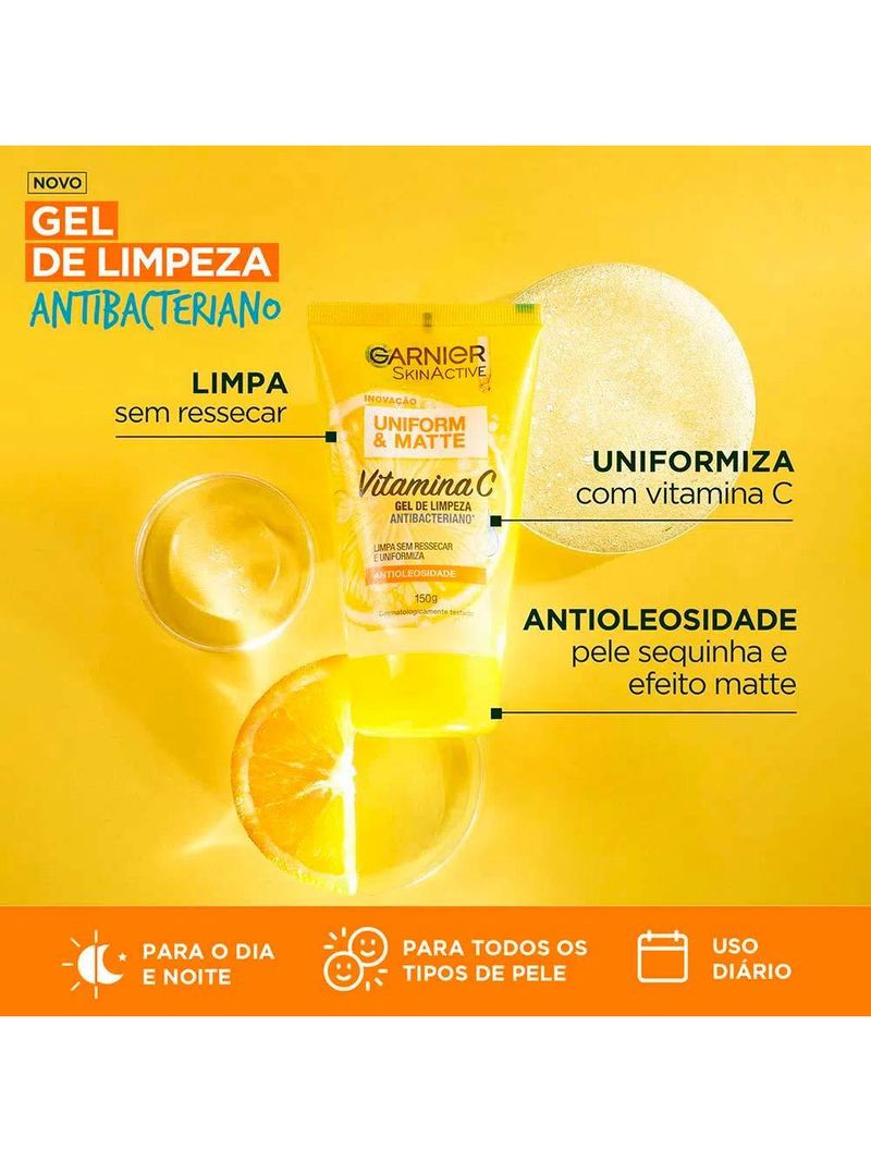 Garnier kit – gel de limpeza facial skin active + gel de limpeza facial skin uniform & matte