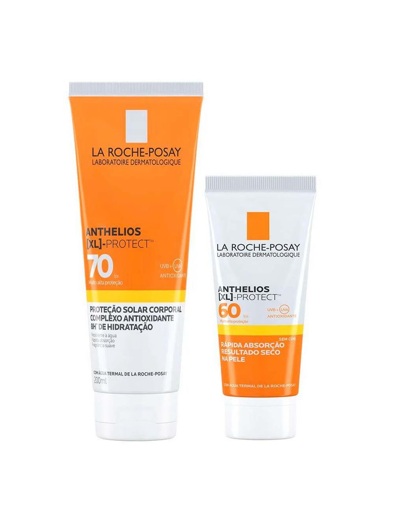 La roche-posay anthelios xl protect kit – protetor solar corporal fps70 – 200ml + protetor solar facial fps60 – 40g