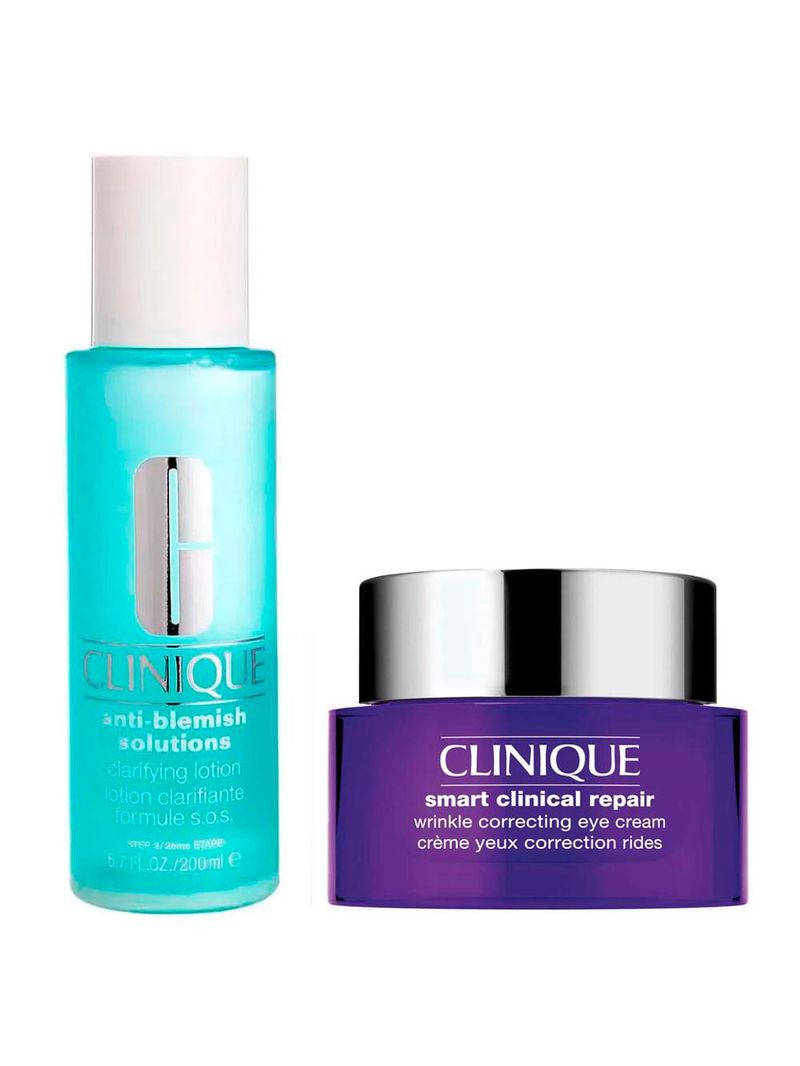 Clinique anti-idade + loção kit - smart clinical repair eye + clarifying lotion