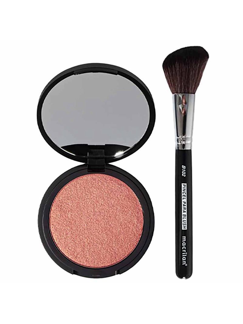 Kit océane e macrilan - blush cintilante océane rose gold + pincel profissional macrilan b102