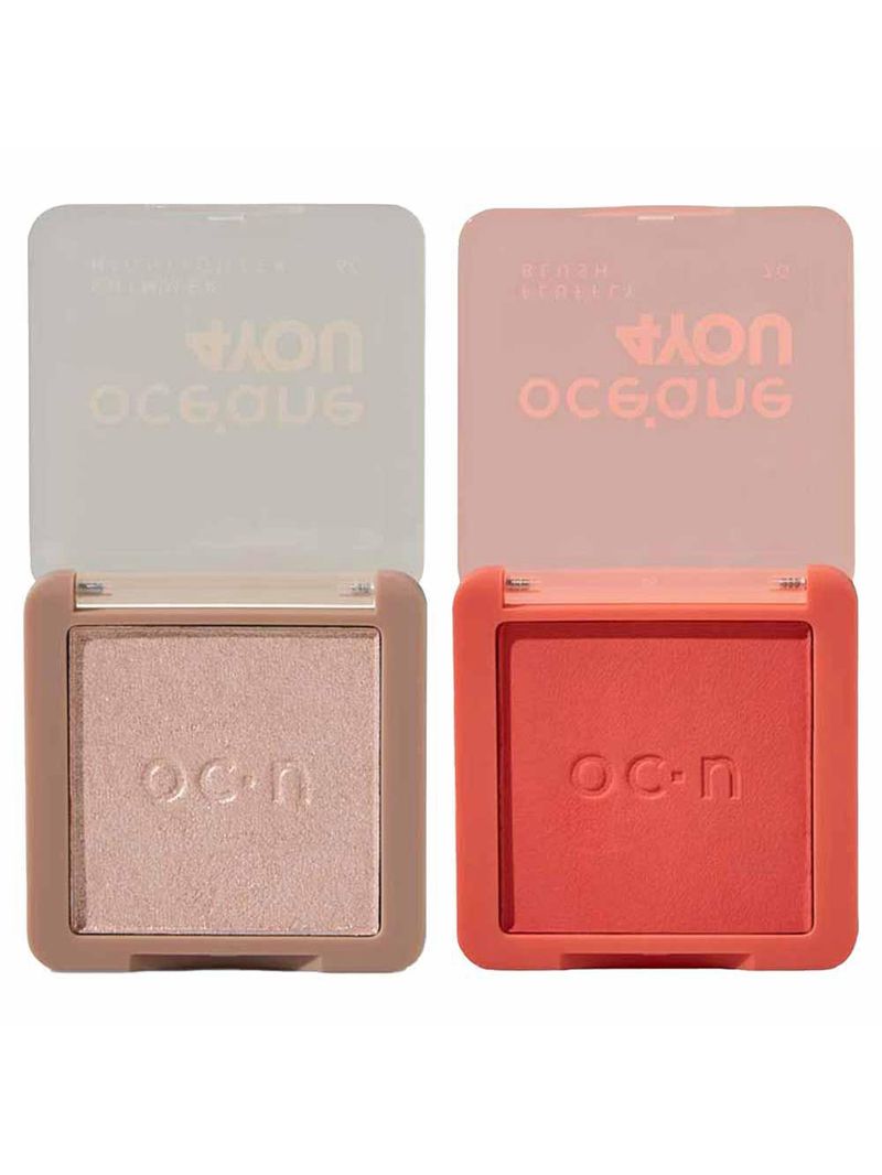 Océane 4 you kit - iluminador em pó rose + blush laranja