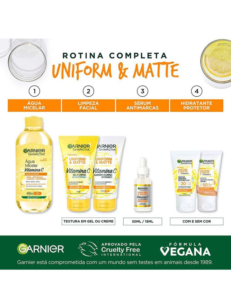 Sérum facial antimarcas garnier skin - uniform & matte vitamina c