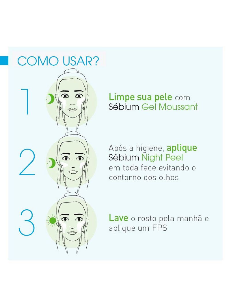 Sérum facial concentrado renovador para peles oleosas e acneicas bioderma sebium night peel