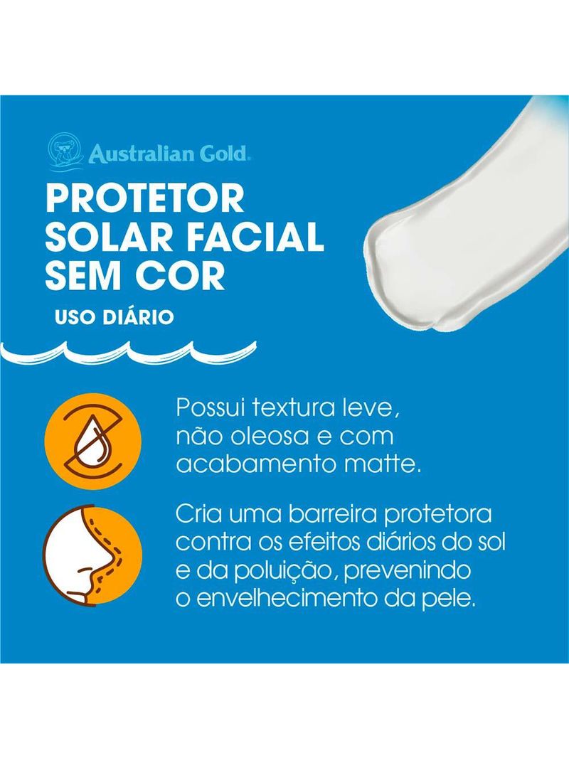 Protetor solar facial gel creme australian gold fps70